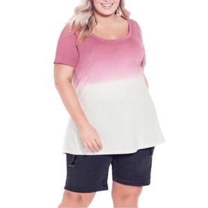 Avenue 14-18W Orchid Swing Stud Trim Neckline Tie Dye Tunic T-Shirt (E32.8)